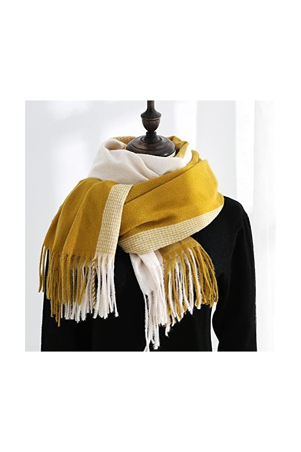 WYCSDD Femmes Écharpe Hiver Cachemire Écharpes Châles Lady Wraps Doux Bandana, 03
