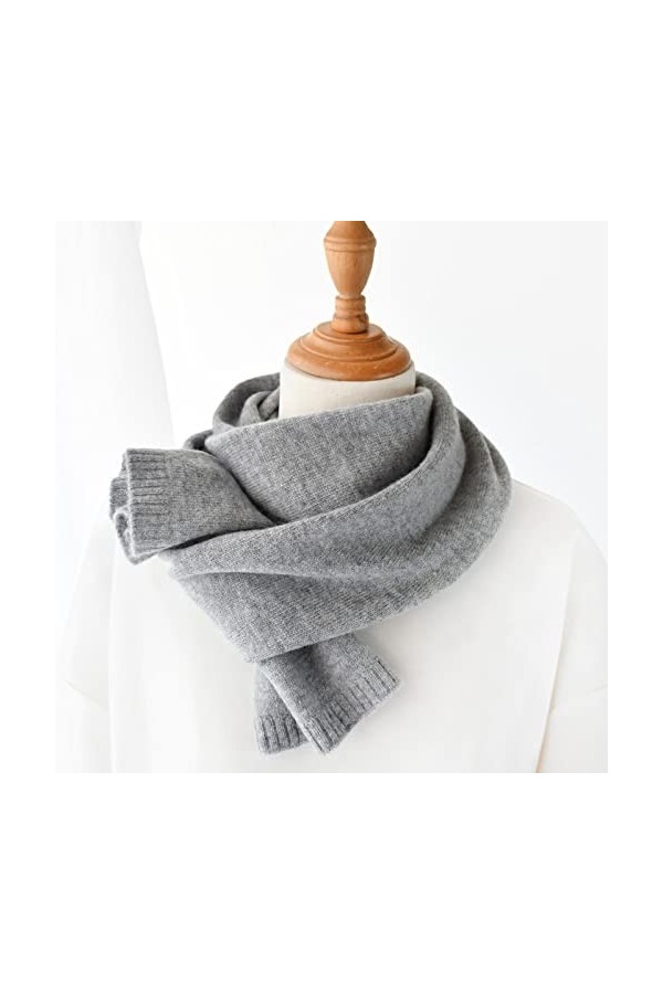 WYCSDD Nouvelle écharpe en Cachemire Gris Femmes Hiver Chaud tricoté écharpes Minces Enfants Petites écharpes Courtes en Lain