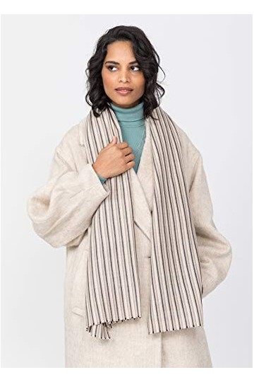 likemary Écharpe dhiver rayée 100 % laine mérinos pure – Étole pashmina – Cadeau éthique – Tissée à la main – Rayures coloré