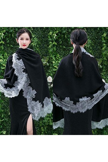 MEIBAOGE Femmes Pashmina Grande Écharpe Vintage Châle Wrap Cils Floral Dentelle Cape De Mariage, Femmes Écharpe-Blanc