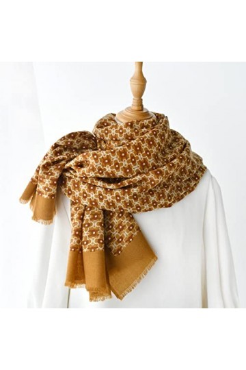 Café Laine Châle Classique Imprimé Trèfle Longues Foulards Femmes Mince Mode Casual Pashmina Dames Automne Hiver Wrap De Luxe