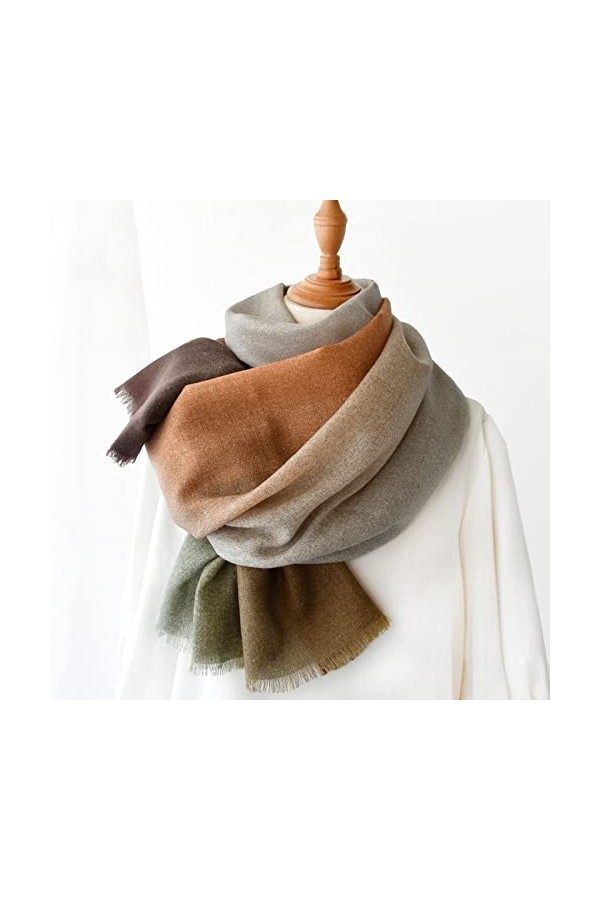 WYCSDD Écharpe en Laine Violet Marron Femmes Automne Hiver écharpes Longues Minces Femme causale Bandana châle Pashmina Hijab