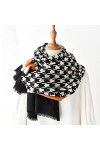 WYCSDD Châle en Laine Classique Noir Blanc Pied-de-Poule Longue écharpe Femmes Mince Mode décontracté Marron Pashmina Bandana