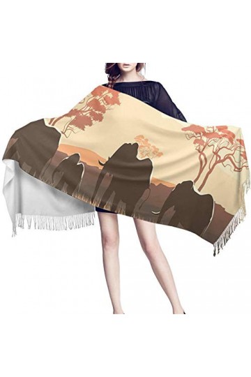 Echarpes Cachemire Decontracteéléphant Arbres Alpin Prairie Afrique Écharpe Animale Femmes Cachemire Chaud Pashmina Châle Têt