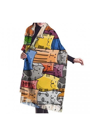 Foulard Pour Femmeécharpe DHiver Femmes Dessin Animé Couleur Animale Écharpe En Cachemire Écharpes En Cachemire Chaud Avec G