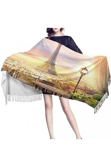 JUGUU Echarpes Cachemire Decontractefemmes Écharpe Printemps Hiver Scénique Paris Tour Rue Fleur Bâtiment Chaud En Cachemire 