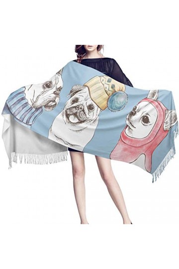 JUGUU Echarpes Cachemire Decontracteécharpe DHiver Femmes Écharpe Bleue Pour Chiens Carlin Écharpes En Cachemire Chaud Avec 