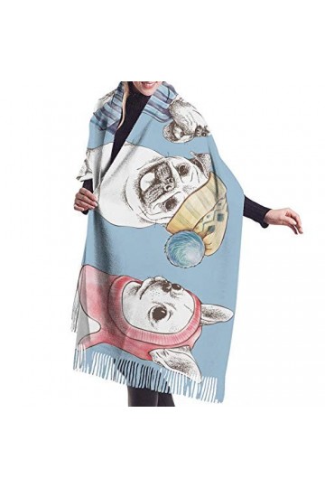 JUGUU Echarpes Cachemire Decontracteécharpe DHiver Femmes Écharpe Bleue Pour Chiens Carlin Écharpes En Cachemire Chaud Avec 