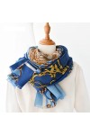 WYCSDD Écharpe en Laine Bleue Femmes Imprimé Chaîne Automne Hiver Mince Longues Écharpes Bandana Châle De Mode Pashmina pour 