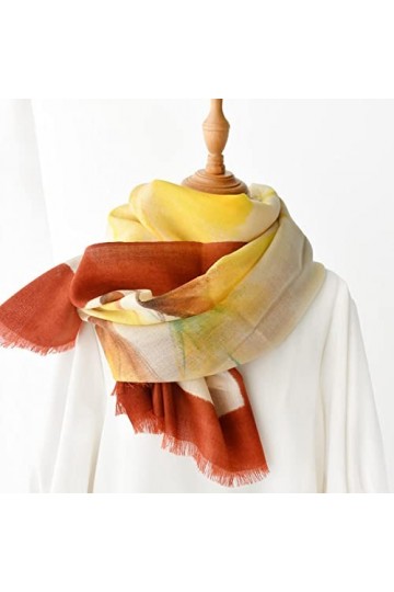 WYCSDD Écharpes en Laine Wrap Femmes Automne Hiver Chaud Mince Longue Écharpe Mode Casual Pashmina Châle Imprimé Fleurs Hijab