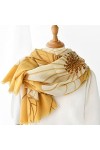 WYCSDD Jaune Wrap Femmes Automne Hiver Chaud Mince Longue Écharpe Mode Casual Pashmina Châle Imprimé Fleurs Bleu Foulards Dam