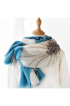 WYCSDD Jaune Wrap Femmes Automne Hiver Chaud Mince Longue Écharpe Mode Casual Pashmina Châle Imprimé Fleurs Bleu Foulards Dam