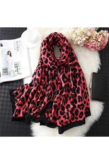 Bywenzai Foulard Designer Marque Femmes Foulard Imprimé Léopard Coton Grande Taille Pashmina Dame Châles Hiver Chaud Motif An