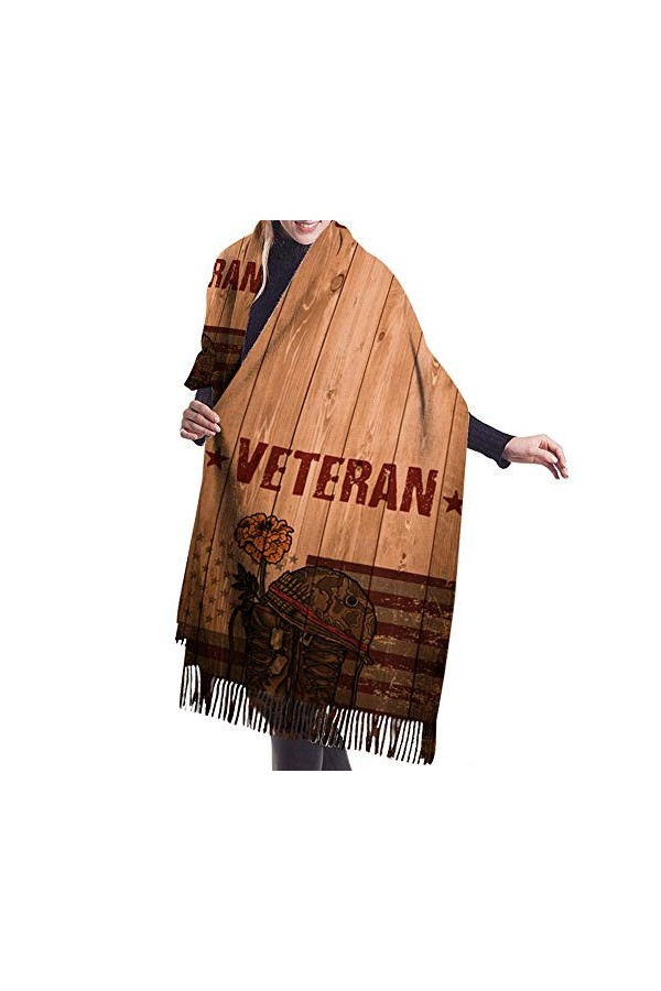 JUGUU Foulard Pour Femmeprintemps Hiver Femmes Écharpe Drapeau Fleurs Bottes Grain De Bois Rétro Chaud Écharpes En Cachemire 