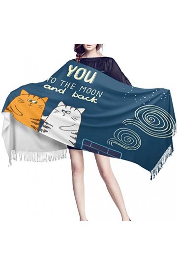 JUGUU Echarpes Cachemireécharpe DHiver Pour Femmes Avec Deux Chats De Bande Dessinée Sur Le Plafond Foulards En Cachemire Ch