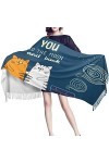 JUGUU Echarpes Cachemireécharpe DHiver Pour Femmes Avec Deux Chats De Bande Dessinée Sur Le Plafond Foulards En Cachemire Ch