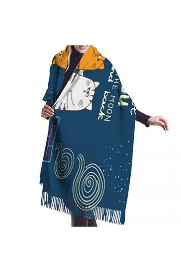 JUGUU Echarpes Cachemireécharpe DHiver Pour Femmes Avec Deux Chats De Bande Dessinée Sur Le Plafond Foulards En Cachemire Ch