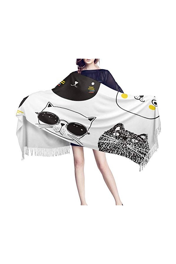 JUGUU Echarpes Et Foulardsécharpe DHiver Femmes Mignon Tête De Chat Pour Animaux De Compagnie Écharpes En Cachemire Chaud Av