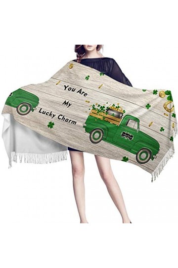 JUGUU Echarpes Et Chalesautomne Hiver Écharpe En Cachemire Femmes Hommes Doux Chaud Nain Trèfle Fond En Bois Écharpe Pashmina