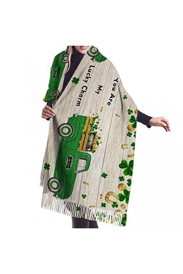 JUGUU Echarpes Et Chalesautomne Hiver Écharpe En Cachemire Femmes Hommes Doux Chaud Nain Trèfle Fond En Bois Écharpe Pashmina