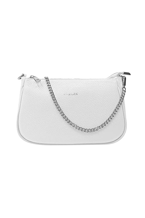 Parubi Sac Porté Épaule pour Femmes, Petit Sac Main en Cuir Véritable, Fabriqué en Italie, Sac à Main Élégant avec Bouble Ban