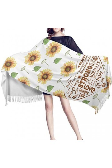 JUGUU Echarpes Et Foulardsfemmes Écharpe Printemps Hiver Tournesol Amour Mots De Guérison Écharpes En Cachemire Chaud Châles 