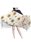 JUGUU Echarpes Et Foulardsfemmes Écharpe Printemps Hiver Tournesol Amour Mots De Guérison Écharpes En Cachemire Chaud Châles 