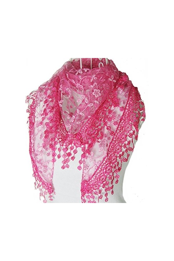 ZUMUii Butterme Femmes Dentelle Glands Burnout Pure Impression Florale Triangle écharpe col châle Wrap élégants Wraps Écharpe