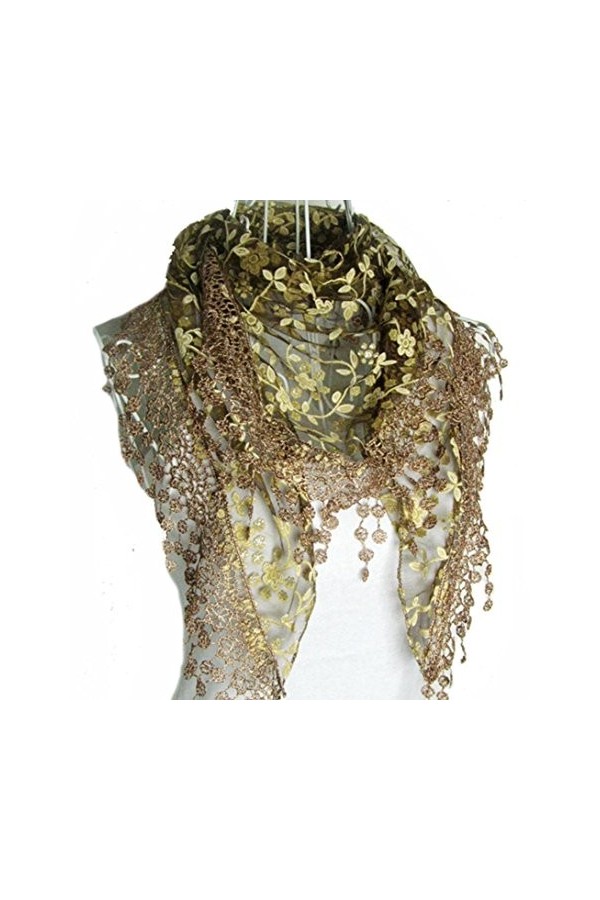 ZUMUii Butterme Femmes Dentelle Glands Burnout Pure Impression Florale Triangle écharpe col châle Wrap élégants Wraps Écharpe