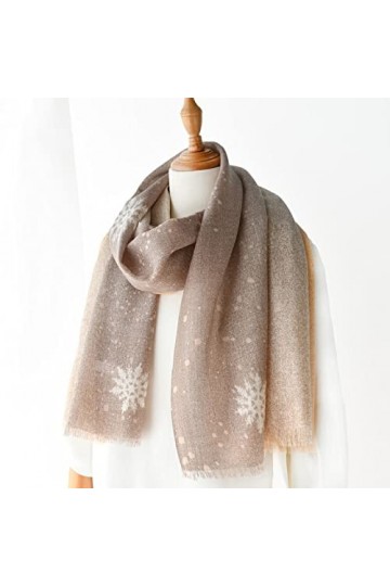 WYCSDD Écharpe en Laine Gris Et Jaune Femmes Imprimé Neiges Automne Hiver Longues Écharpes Mince Chaud Bandana Châle Wrap Hij