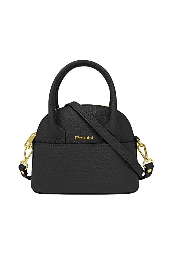 Parubi Petit Sac Portés Main Femme, Sacs à Main en Cuir Souple Véritable, Sac Bandoulière Fabriqué en Italie, Petit Sac Éléga
