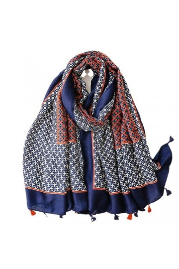 RILOOP Châle en Viscose à pampilles géométriques pour femme, écharpe Pashmina, Hijab musulman, mode automne