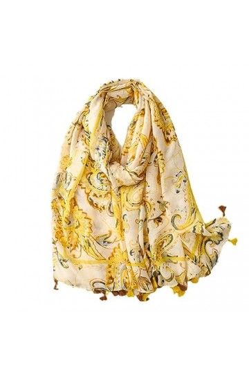 RILOOP Châle en Viscose à pampilles florales pour femmes, écharpe enveloppante Pashmina, étole musulmane, Hijab