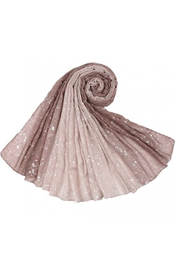 Mode Ombre bicolore paillettes dégradé Viscose châle écharpe femmes Bling Wrap Pashmina étole musulman Hijab Snood