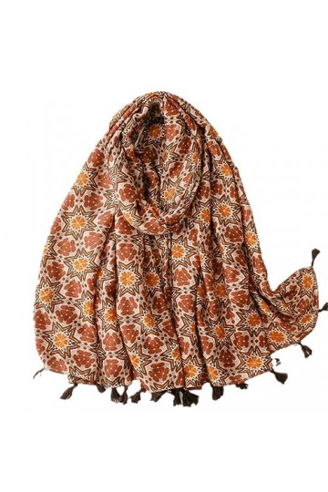 RILOOP Foulards en Viscose de coton pour femmes, châles à pampilles florales géométriques, enveloppes Pashmina musulmanes