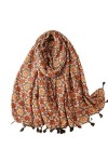 RILOOP Foulards en Viscose de coton pour femmes, châles à pampilles florales géométriques, enveloppes Pashmina musulmanes