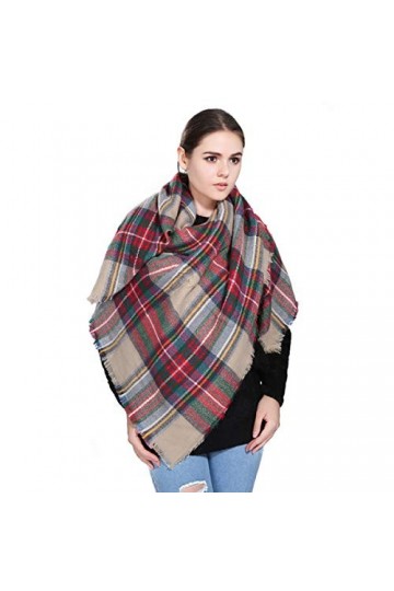 DORRISO Classique Femme Écharpe Grand Tartan Echarpe Châle Automne Hiver Chaud Écharpe Grand Plaid Pashmina Écharpe Châle Wra