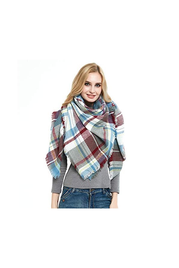 DORRISO Classique Femme Écharpe Grand Tartan Echarpe Châle Automne Hiver Chaud Écharpe Grand Plaid Pashmina Écharpe Châle Wra