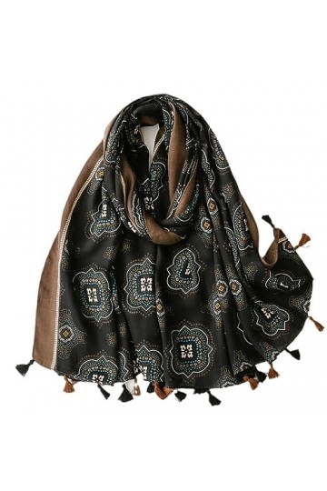 RILOOP Écharpe épaisse dhiver à pompon Floral, châle en Viscose, étole Pashmina, Hijab musulman