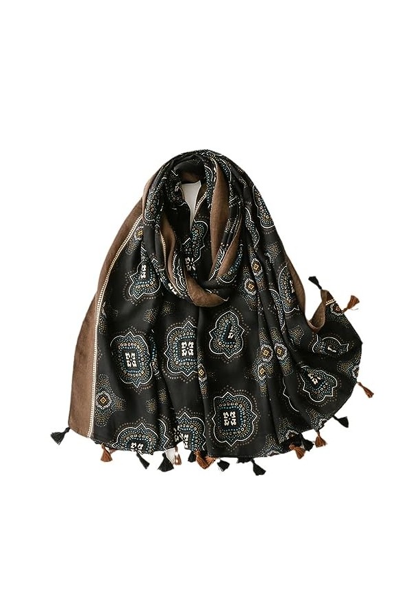 RILOOP Écharpe épaisse dhiver à pompon Floral, châle en Viscose, étole Pashmina, Hijab musulman