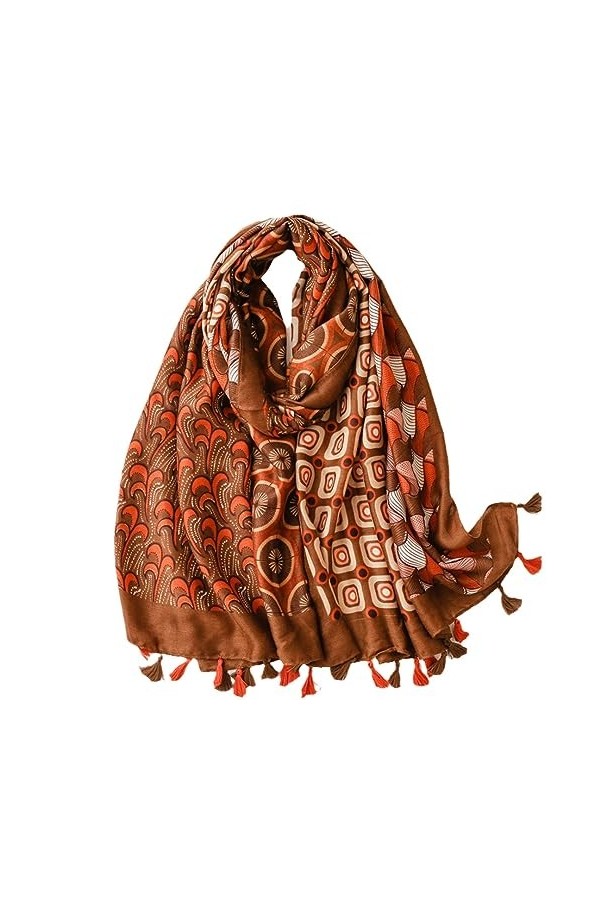 RILOOP Châle en Viscose à pampilles géométriques Vintage, écharpe enveloppante Pashmina, Hijab musulman, mode automne
