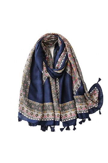 RILOOP Châle en Viscose à pampilles géométriques ethniques, écharpe enveloppante Pashmina, casquette Hijab musulmane, mode au