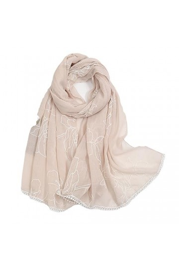 RILOOP Châle en Viscose en dentelle brodée unie, écharpe florale, point de dame, Hijabs et enveloppes Pashmina, étole