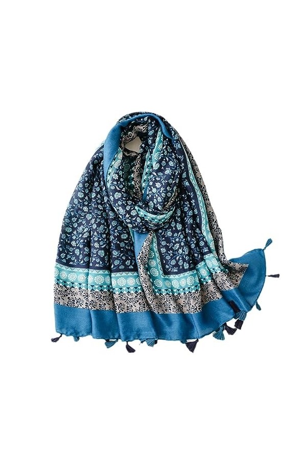 RILOOP Mode Polka Floral Chaîne Gland Viscose Châle Écharpe Lady Wrap Pashmina Étole Musulman Hijab