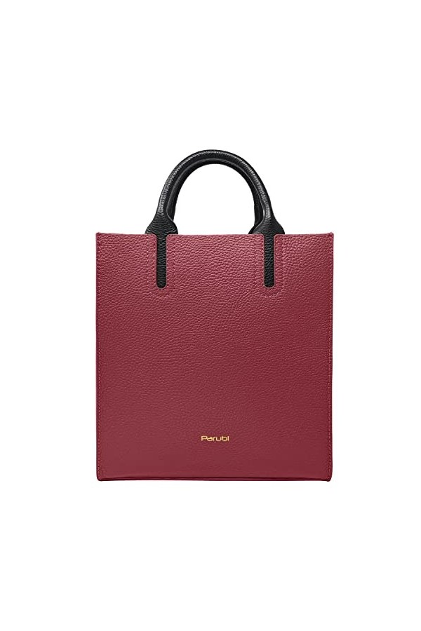 Parubi Sac à Main en Cuir Souple Véritable, Sacs à Main à Bandoulière, Fabriqué en Italie, Sac Rectangulaire avec Poignées et