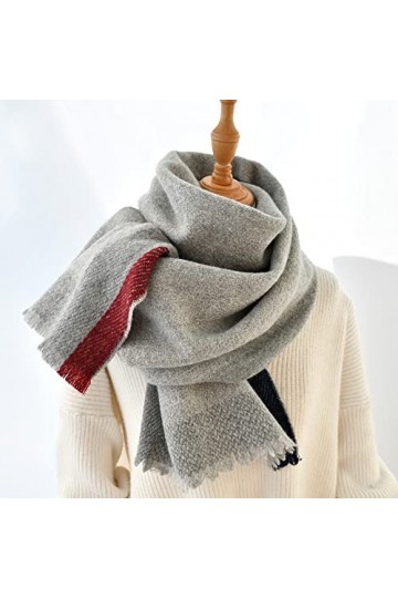 WYCSDD Châle en Laine Classique Abricot Gris Longue écharpe Femmes Hiver Gland Cape Mode décontracté Bandana Chaud Pashmina é