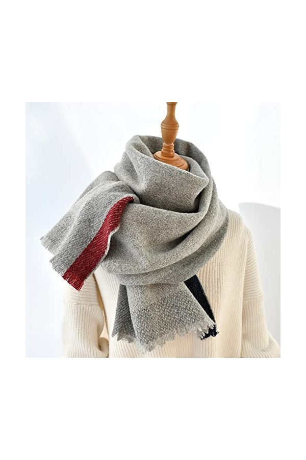 WYCSDD Châle en Laine Classique Abricot Gris Longue écharpe Femmes Hiver Gland Cape Mode décontracté Bandana Chaud Pashmina é