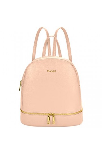 Parubi Sac à Dos en Cuir Véritable avec Deux Poches Frontale et Poche Inférieure, Fabriqué en Italie, Sac à Dos de Voyage Déc