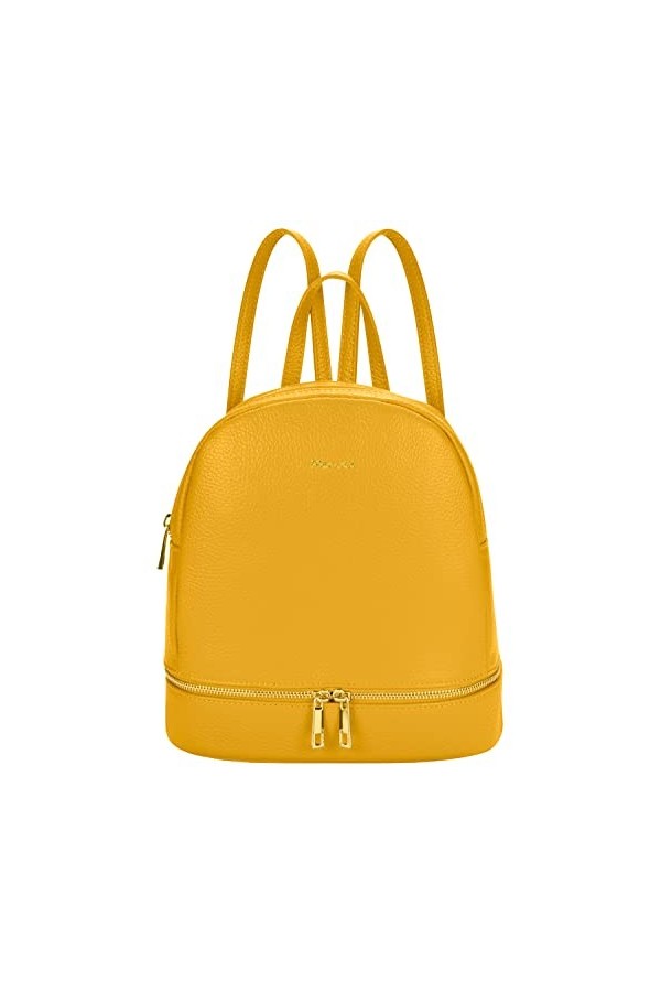 Parubi Sac à Dos en Cuir Véritable avec Deux Poches Frontale et Poche Inférieure, Fabriqué en Italie, Sac à Dos de Voyage Déc