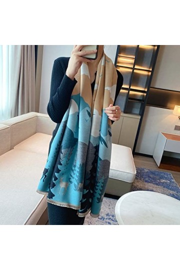 RFEGEF Femme Écharpe Pashmina,Dames Écharpes Et Châles Sarcelle Arbre De Noël Imitation Cachemire Long Doux Hiver Écharpes Gr